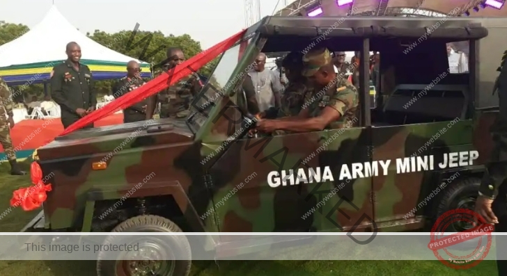 Ghana Armed Forces outdoors locally made mini Jeep for transportation