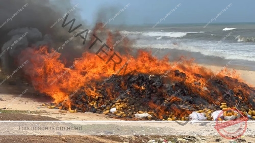 At Osu Beach, 240 sacks containing marijuana, cocaine, and heroin were incinerated.