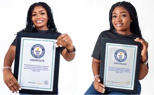 Guinness World Record (GWR) has confirmed a Ghanaian hairstylist Chelsea-Abigail Owusu Ansah as the new Record holder of The most heads of hair locked in eight hours.